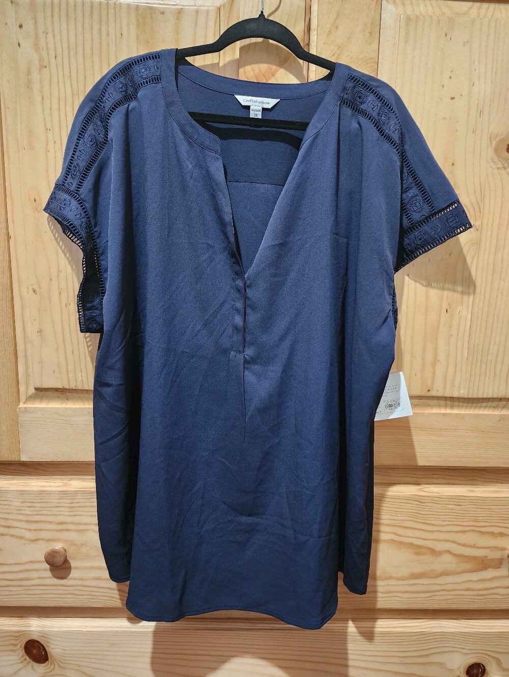 Croft & Barrow Navy Blue Cap-Sleeve Blouse